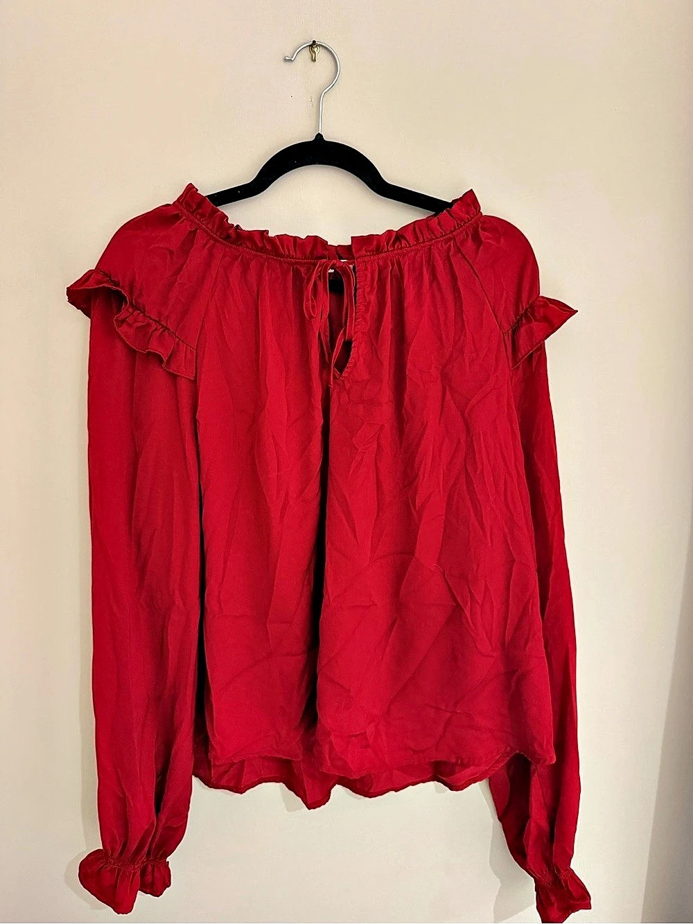 Gap Ruffle Blouse in Red XL Like New